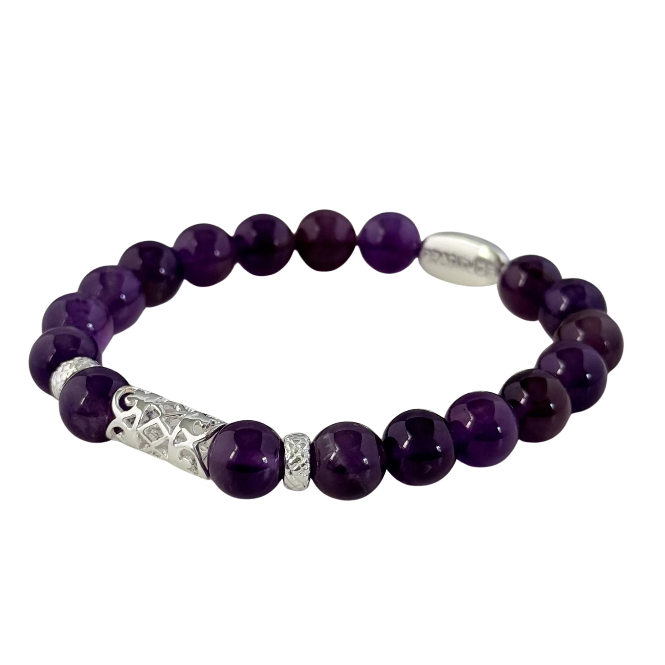 Amethyst and Sterling Silver Beaded Bracelet - Image 2