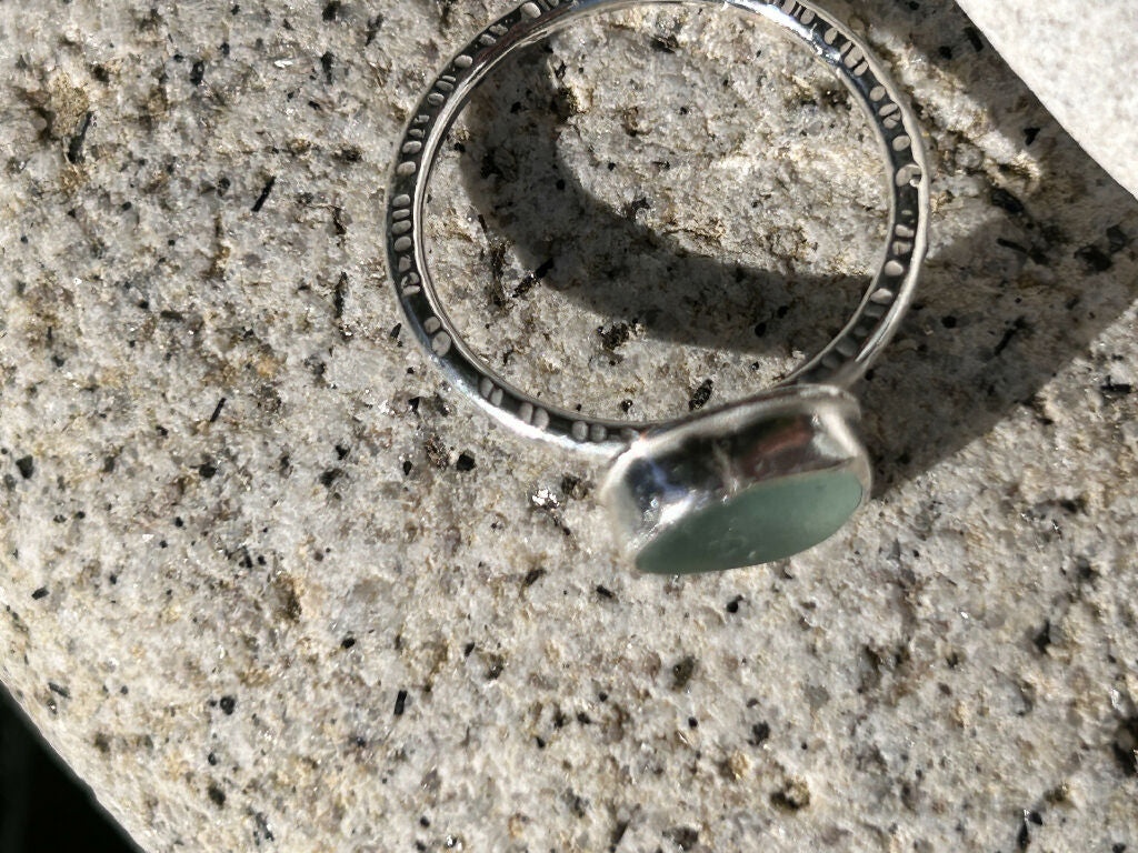 Aqua blue statement Sea glass Ring size m1/2 - Image 4