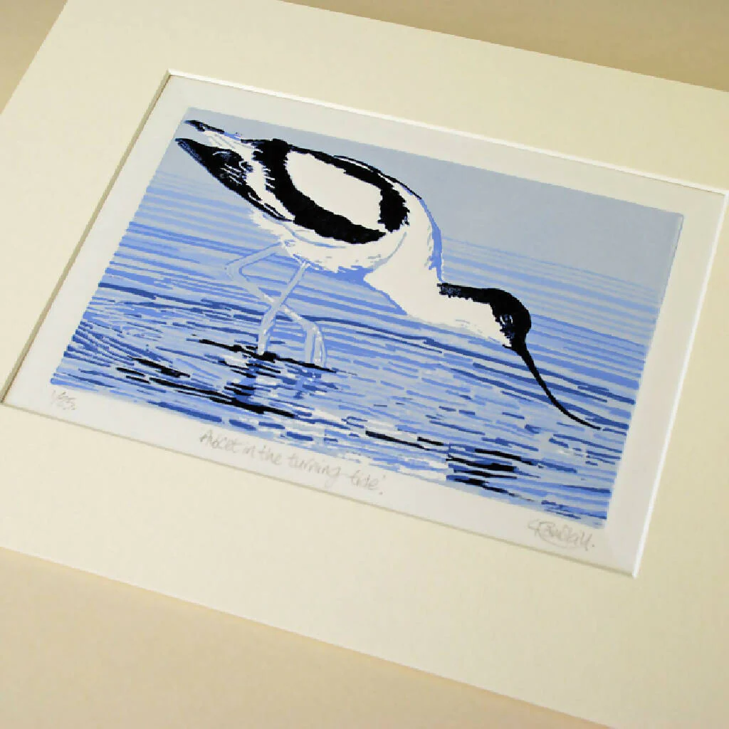 Avocet in the turning tide - Limited Edition - Original Linocut Print - Image 2
