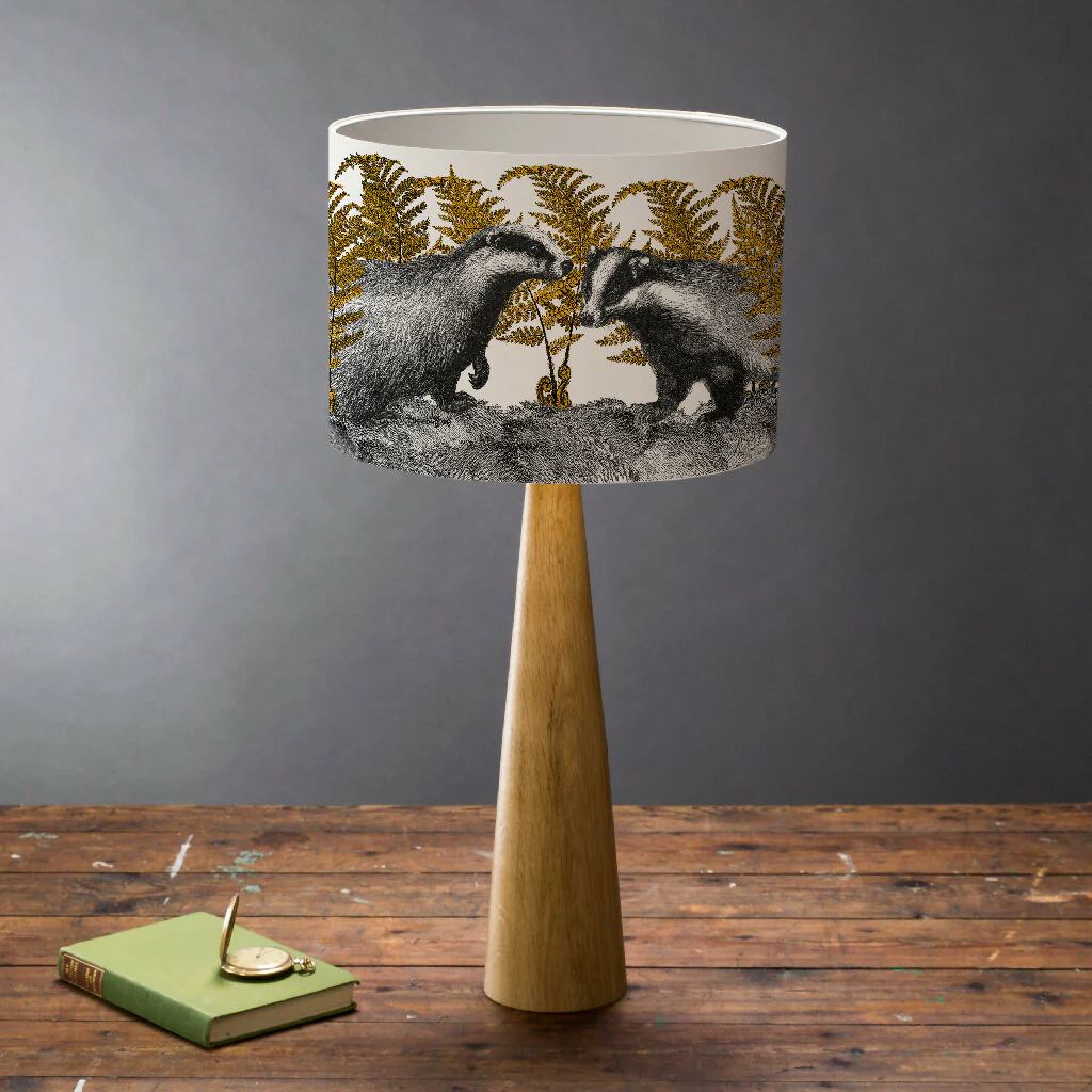 Badgers in Bracken Lampshade – British Wildlife Collection - Image 3