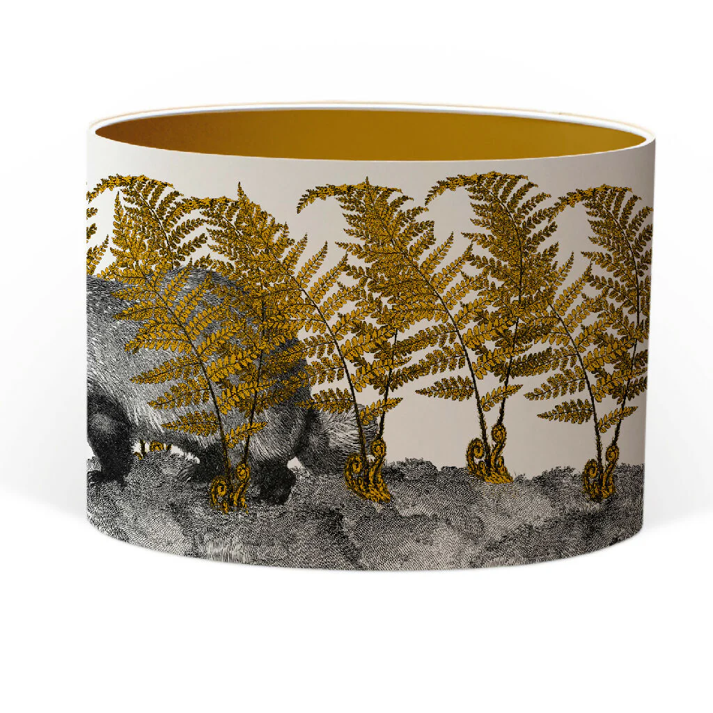 Badgers in Bracken Lampshade – British Wildlife Collection - Image 5