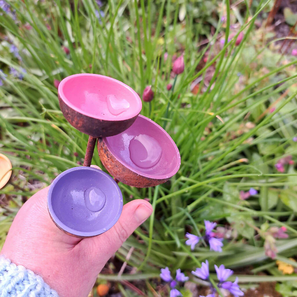 Bee and Butterfly Water Stations, Garden Décor, set of three colourful bee water cups . - Image 6