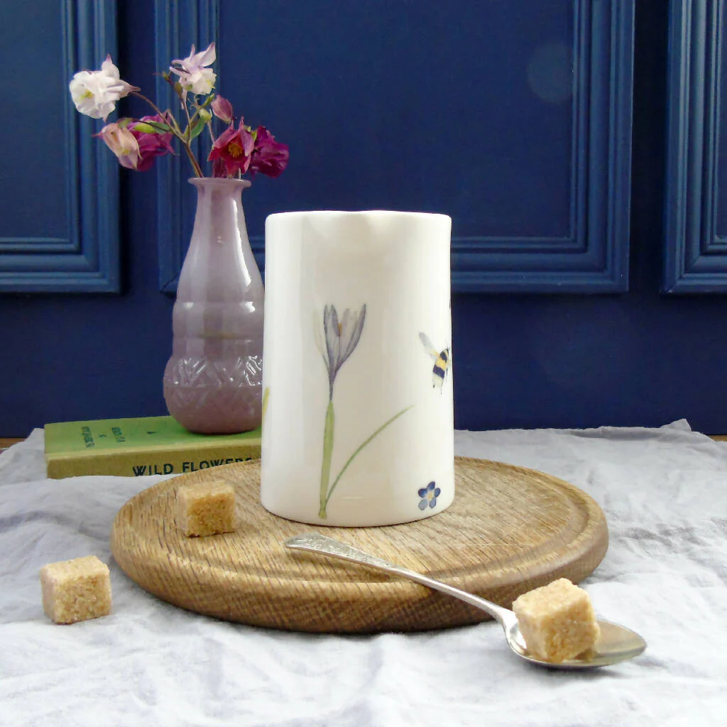 Bee and Spring Flowers Bone China Half Pint Jug - Image 3