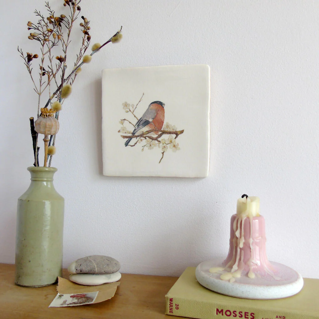 Bullfinch and Blossom Ceramic Tile Wall Art - Image 5