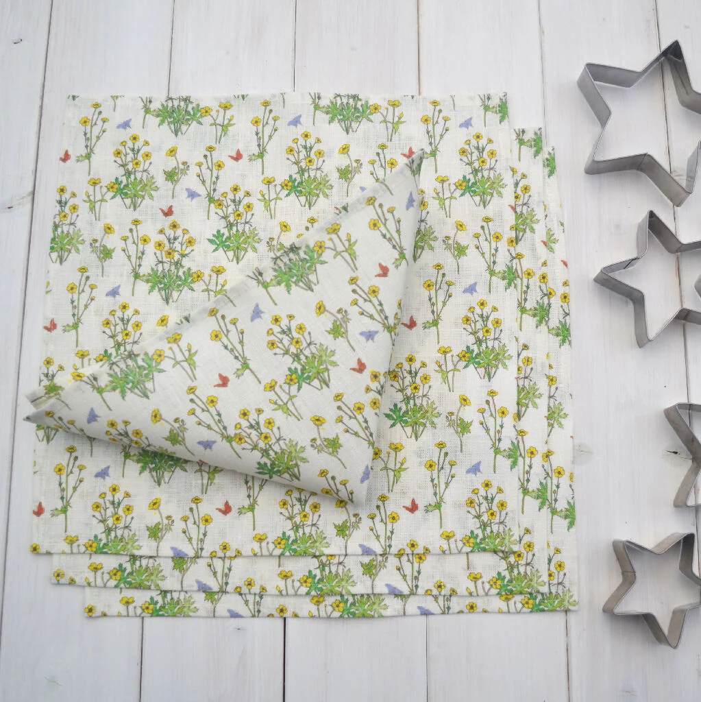 Set of Two Linen Napkins - Buttercups - Image 4