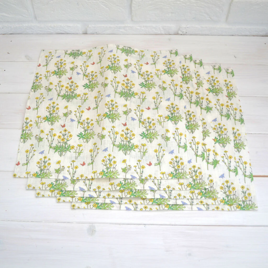Set of Two Linen Napkins - Buttercups - Image 5