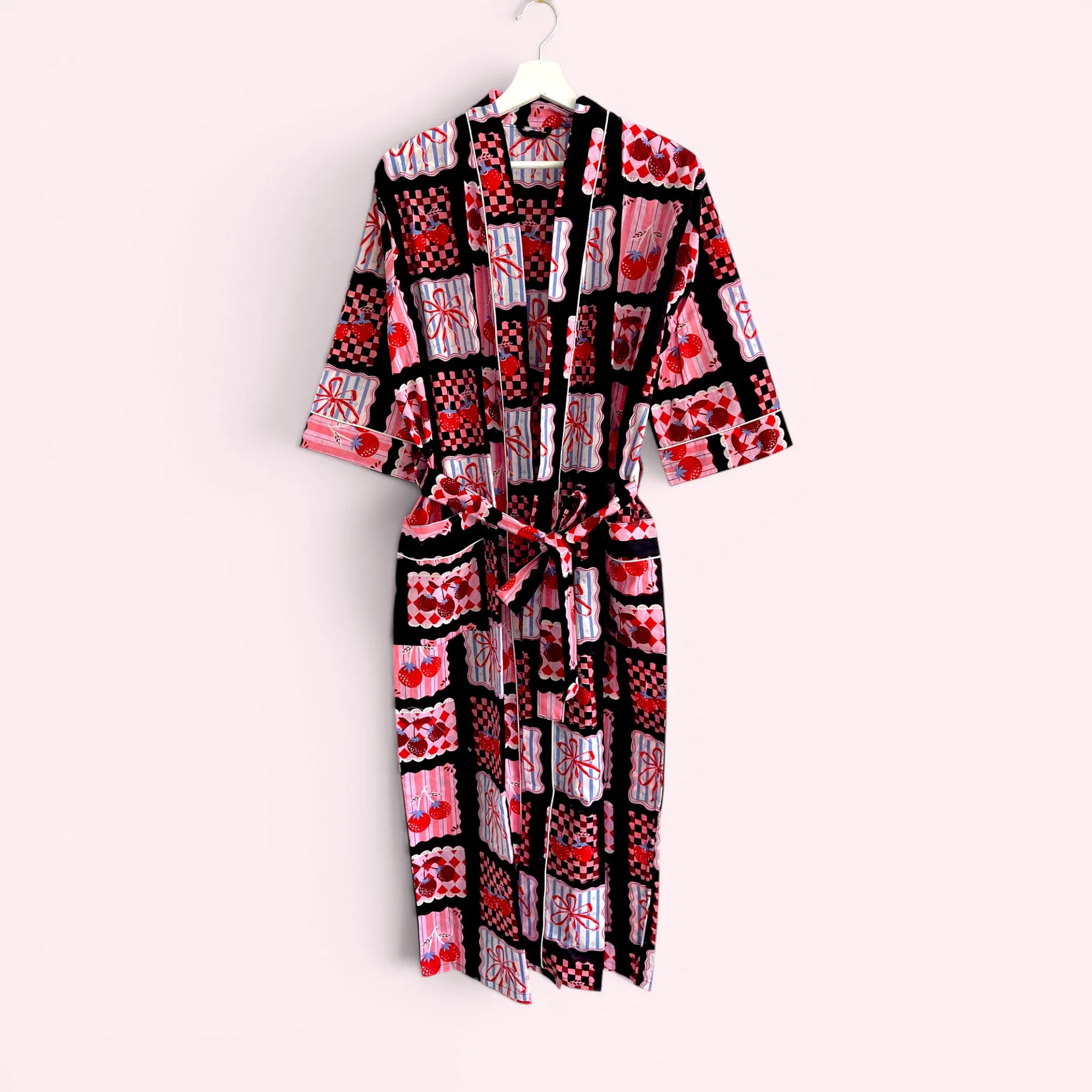 Cherry and Bow Print 100% Cotton Dressing Gown - Image 2
