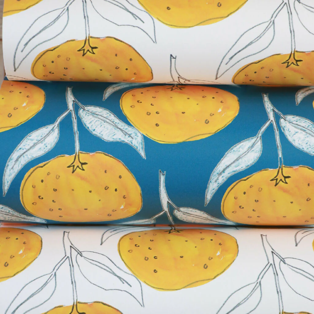 Clementine Country Blue Sustainable Wallpaper - Image 4