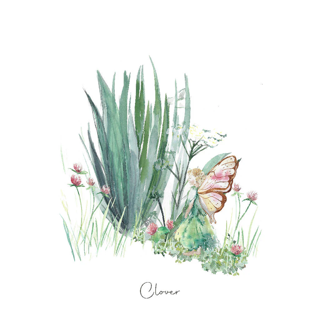 Clover Flower Fairy Watercolour Art Print - Image 2