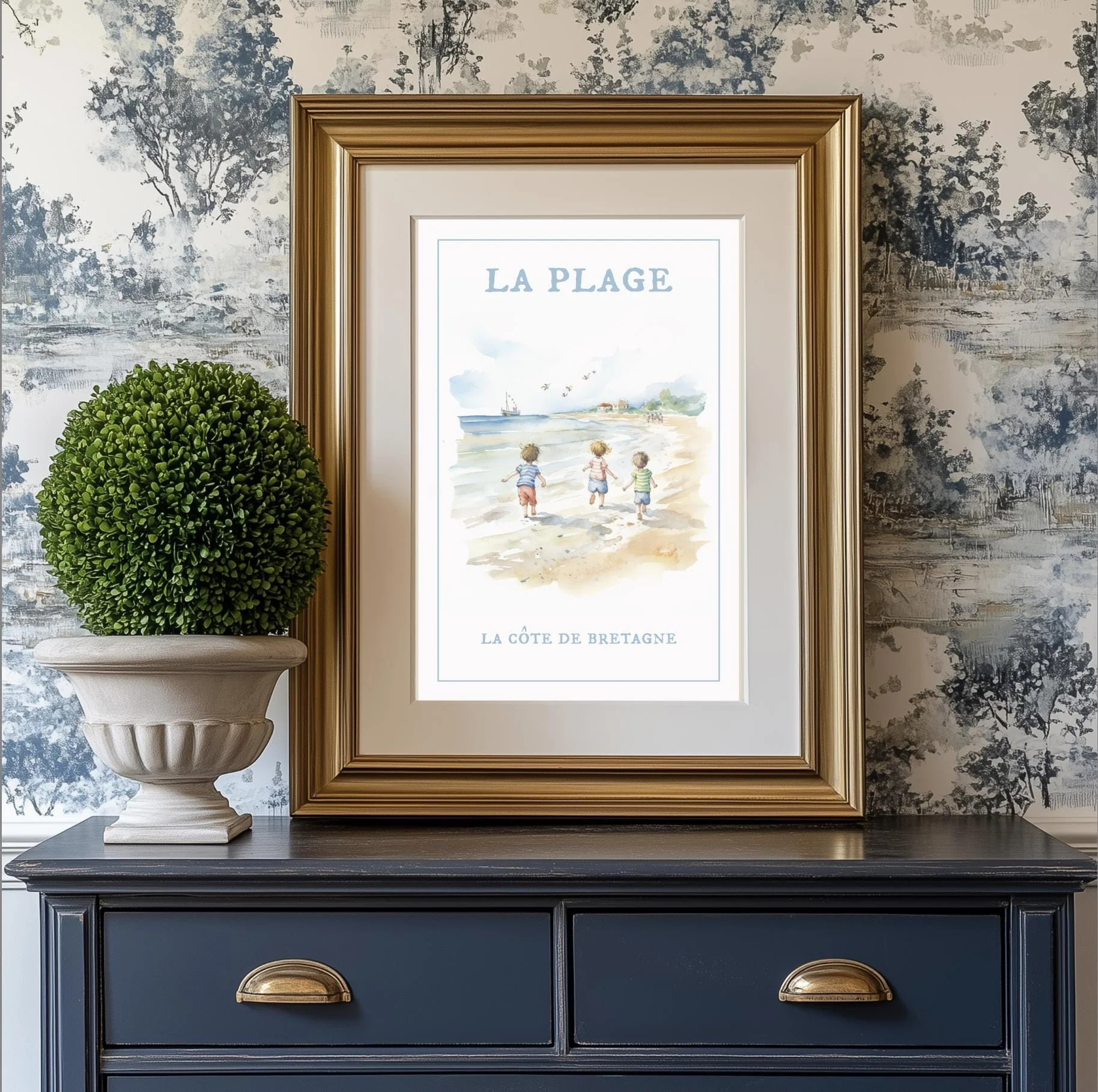Coastal Beach Art Print La Plage Illustration - Image 5