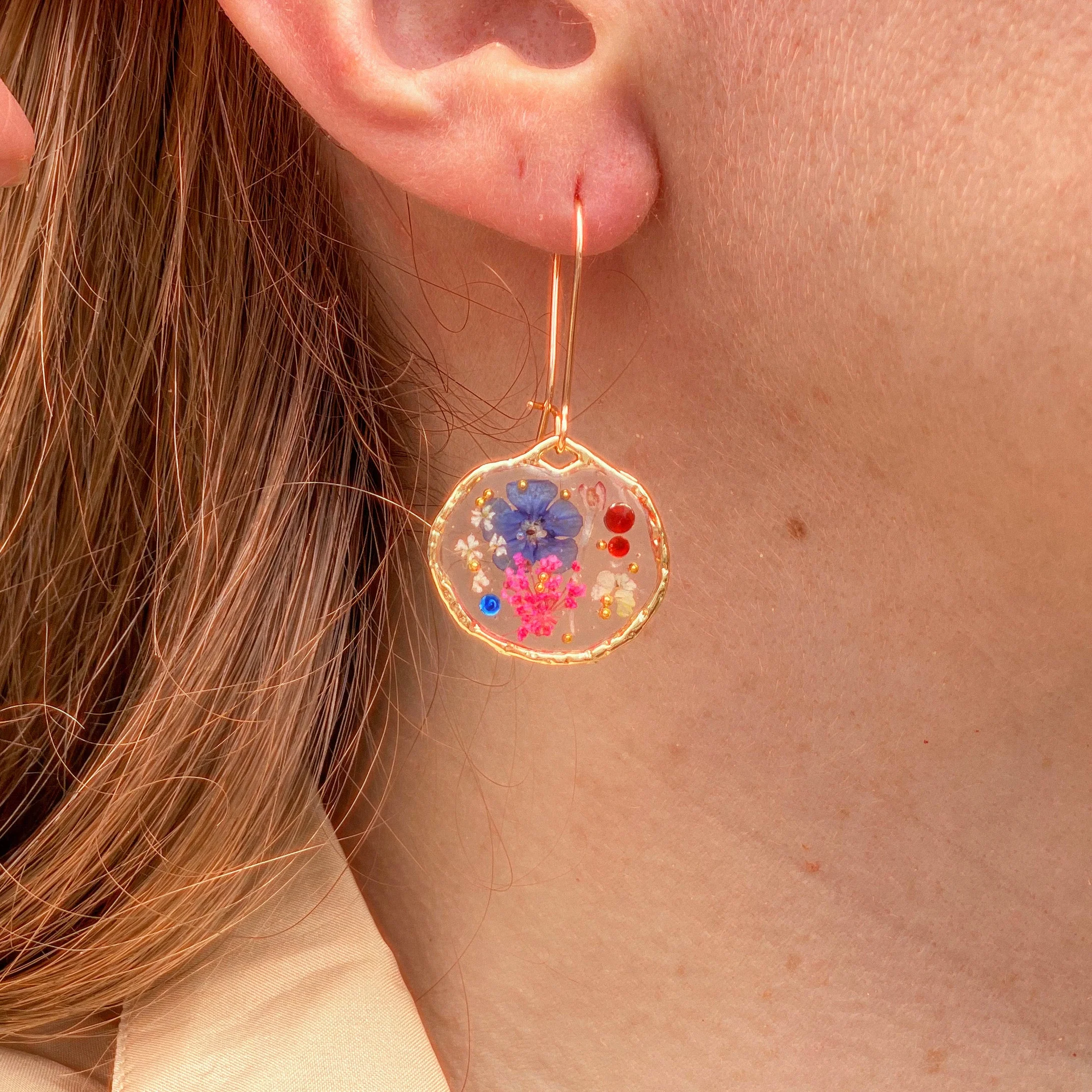 Dangle earrings with poppy and daisy flowers - Image 7