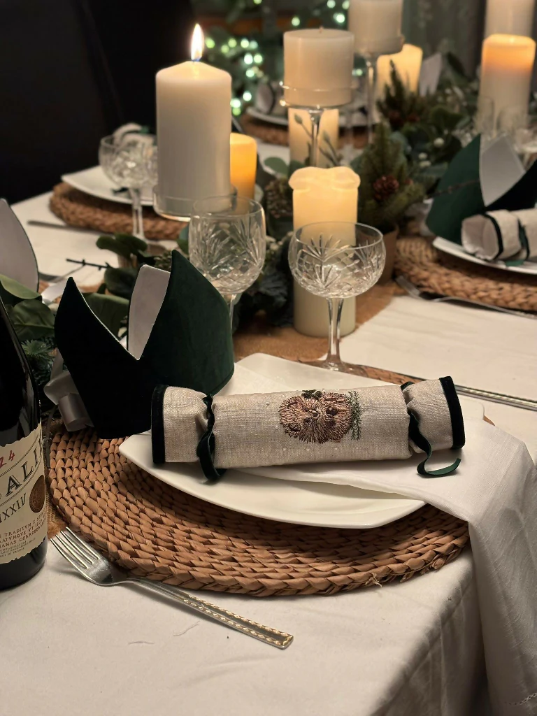 Deluxe Reusable Eco Linen Christmas Crackers- Woodland Animals - Image 2