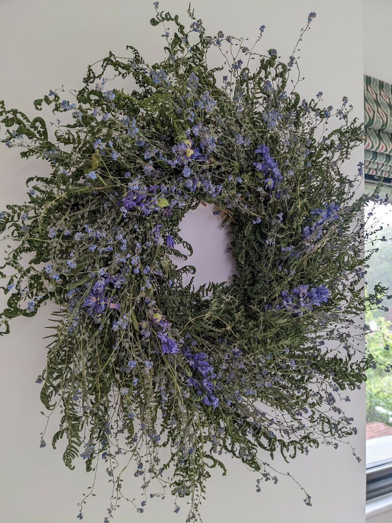 Forget Me Not Everlasting Handmade Wreath With Blubells - Image 8