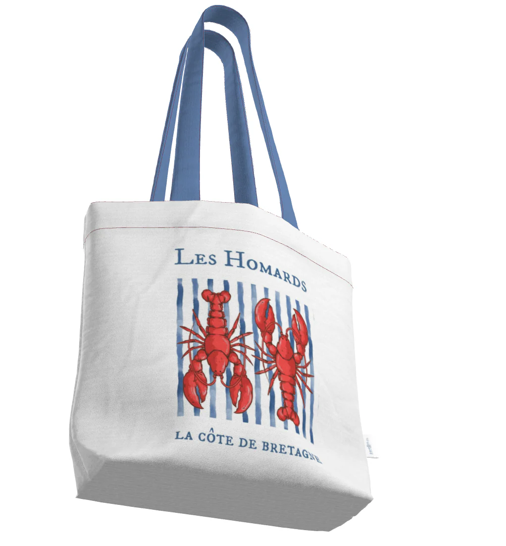 Everyday Tote Bag, Les Homards Bretagne Collection Canvas Shopper - Image 5