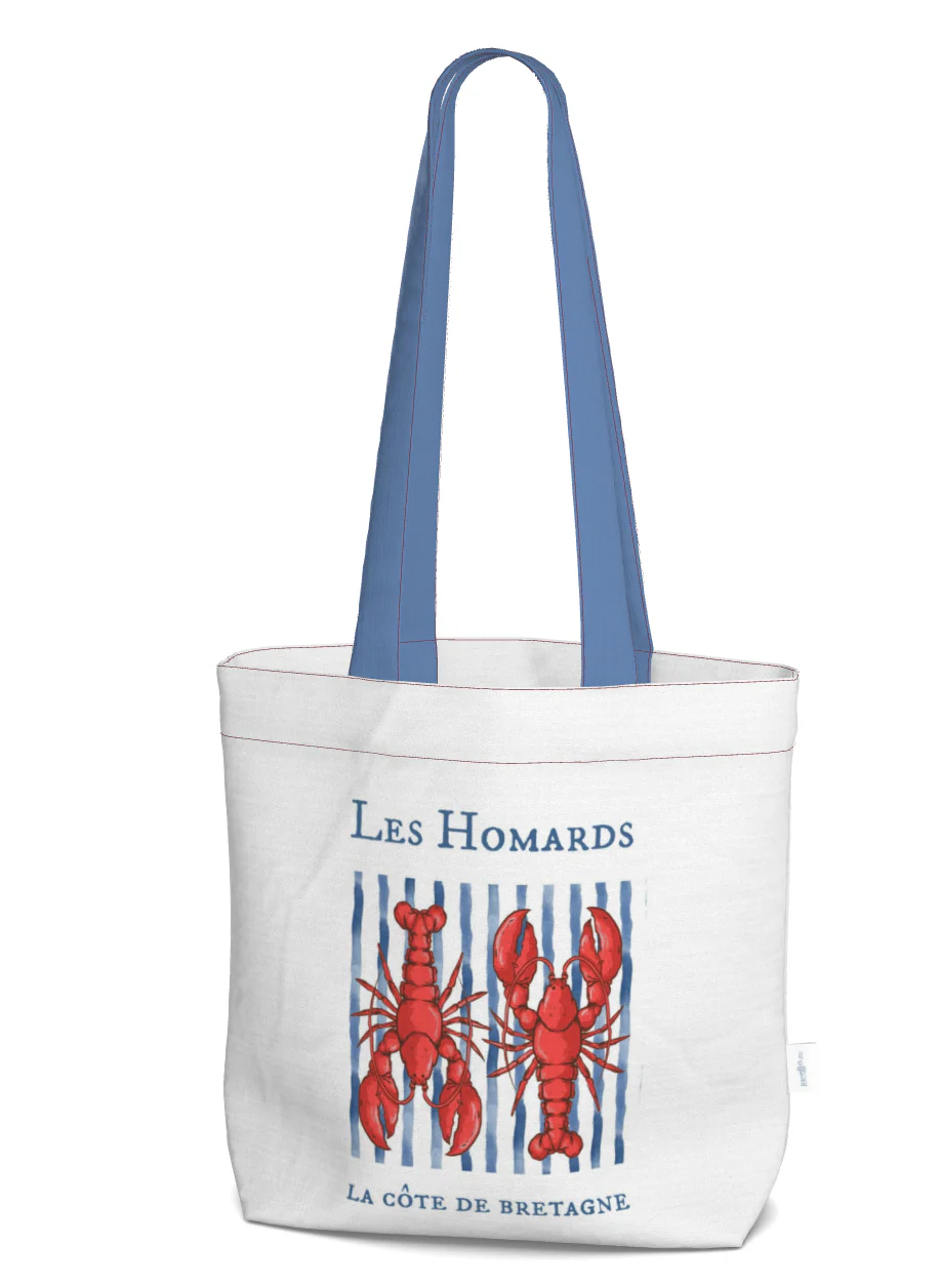 Everyday Tote Bag, Les Homards Bretagne Collection Canvas Shopper - Image 6
