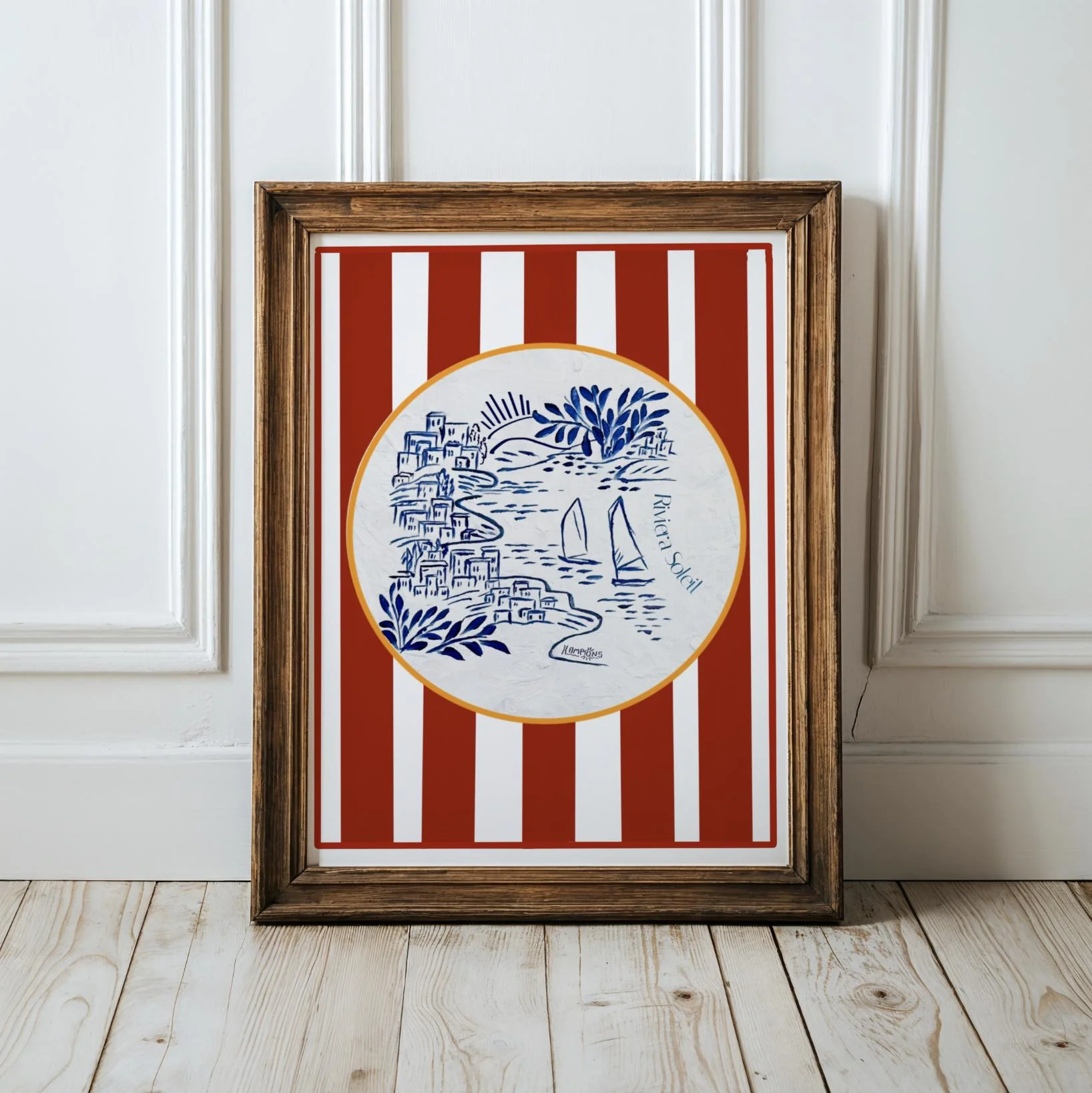 Hamptons Art Print Coastal Wall Art Sailboat Illustration Beach House Decor Nautical Art - Image 3