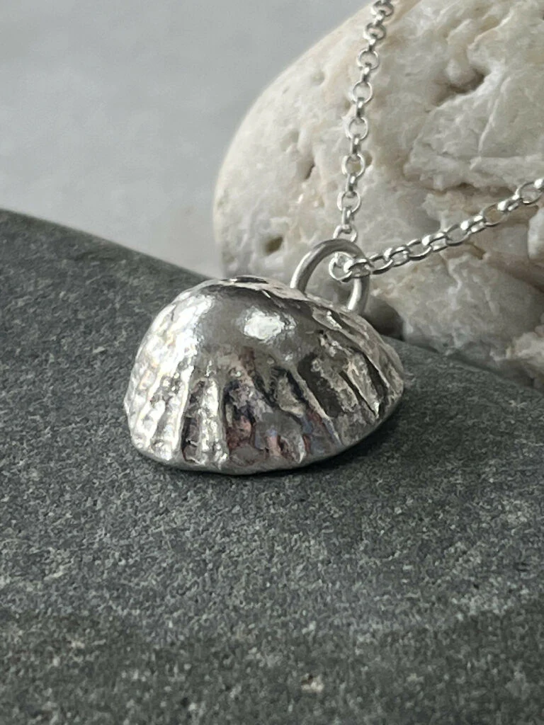 Hand Cast Fine Silver Limpet Shell Necklace - Image 3