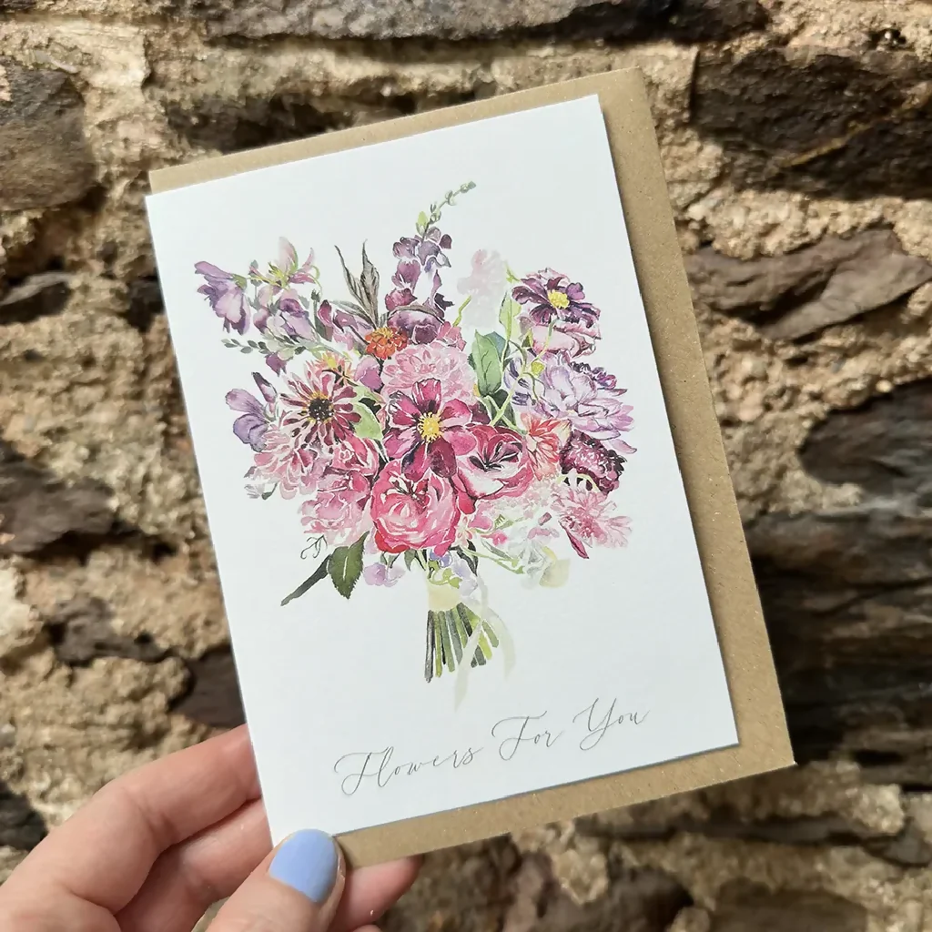 Hand-Painted Floral Greeting Card – A Touch of Countryside Charm - Image 2