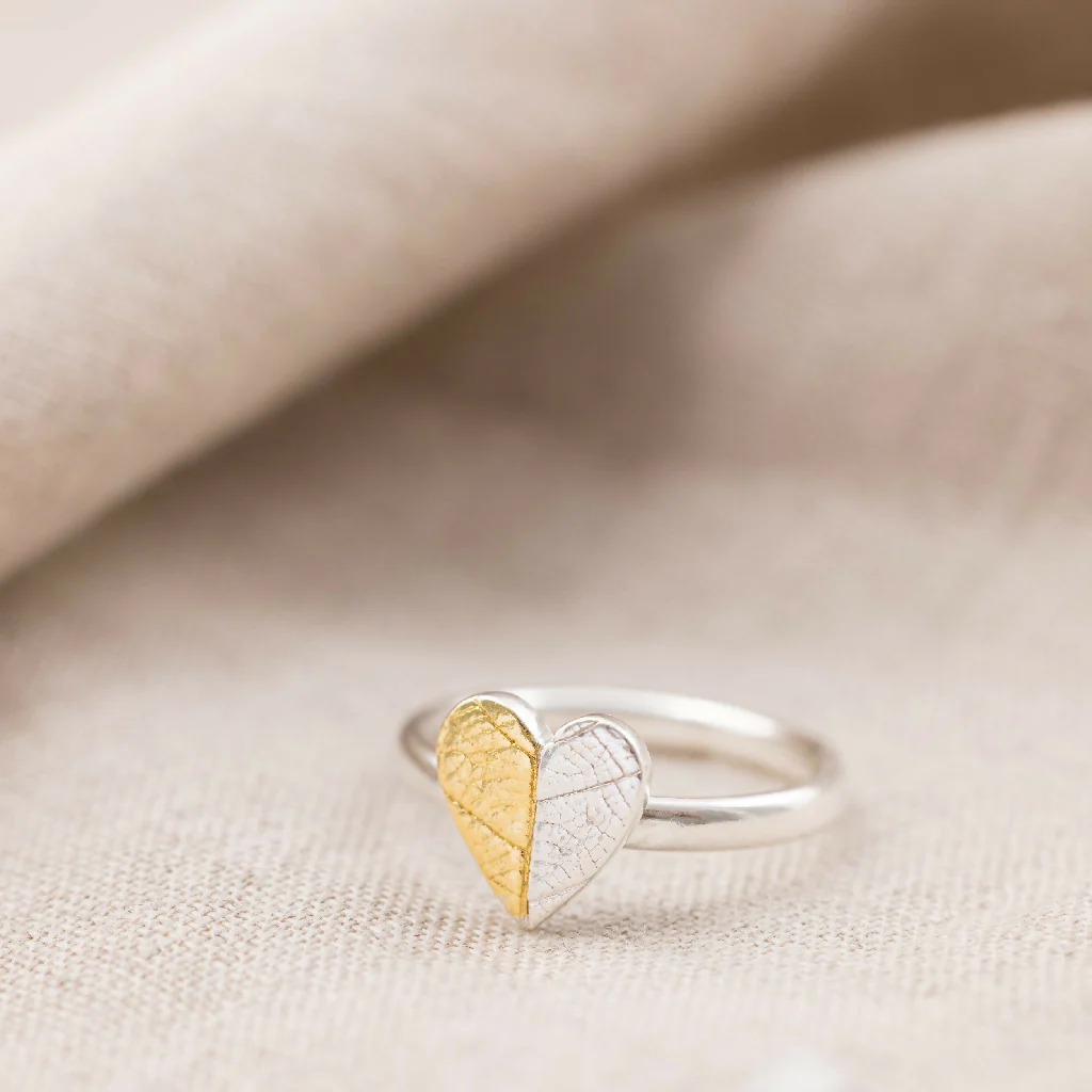 Handcrafted Silver and Gold Heart Ring Inspired by Nature - Image 4