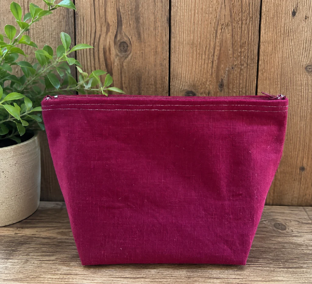 Handmade Burgundy Cotton Washbag – Travel Toiletries