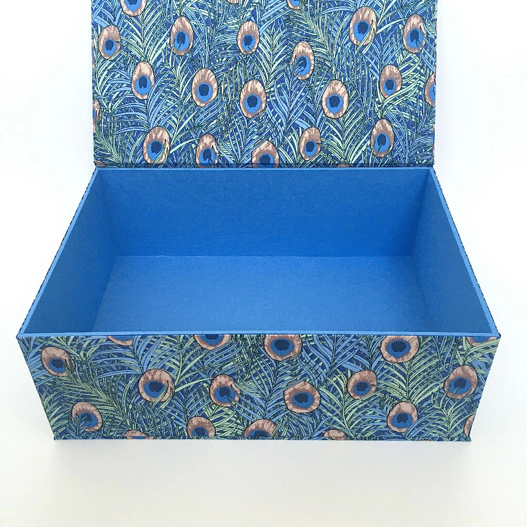 Handmade William Morris Peacock Memory Box | Fabric Keepsake Organiser - Image 4