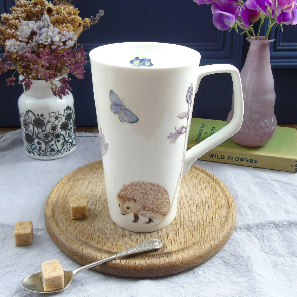 Hedgehog and Bluebell Bone China Tall Mug - Image 8