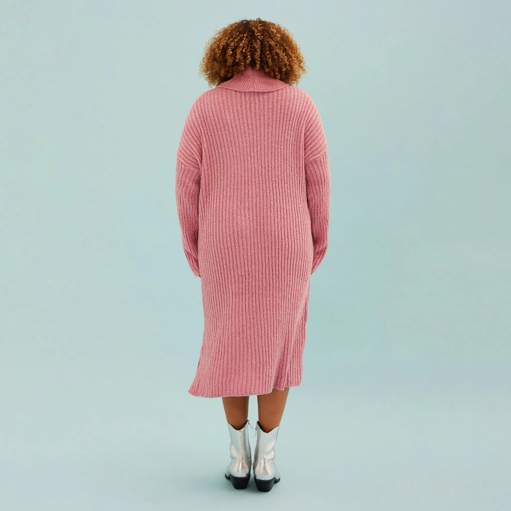 Joey Roll Neck Midi Dress - Dusky Pink - Image 4