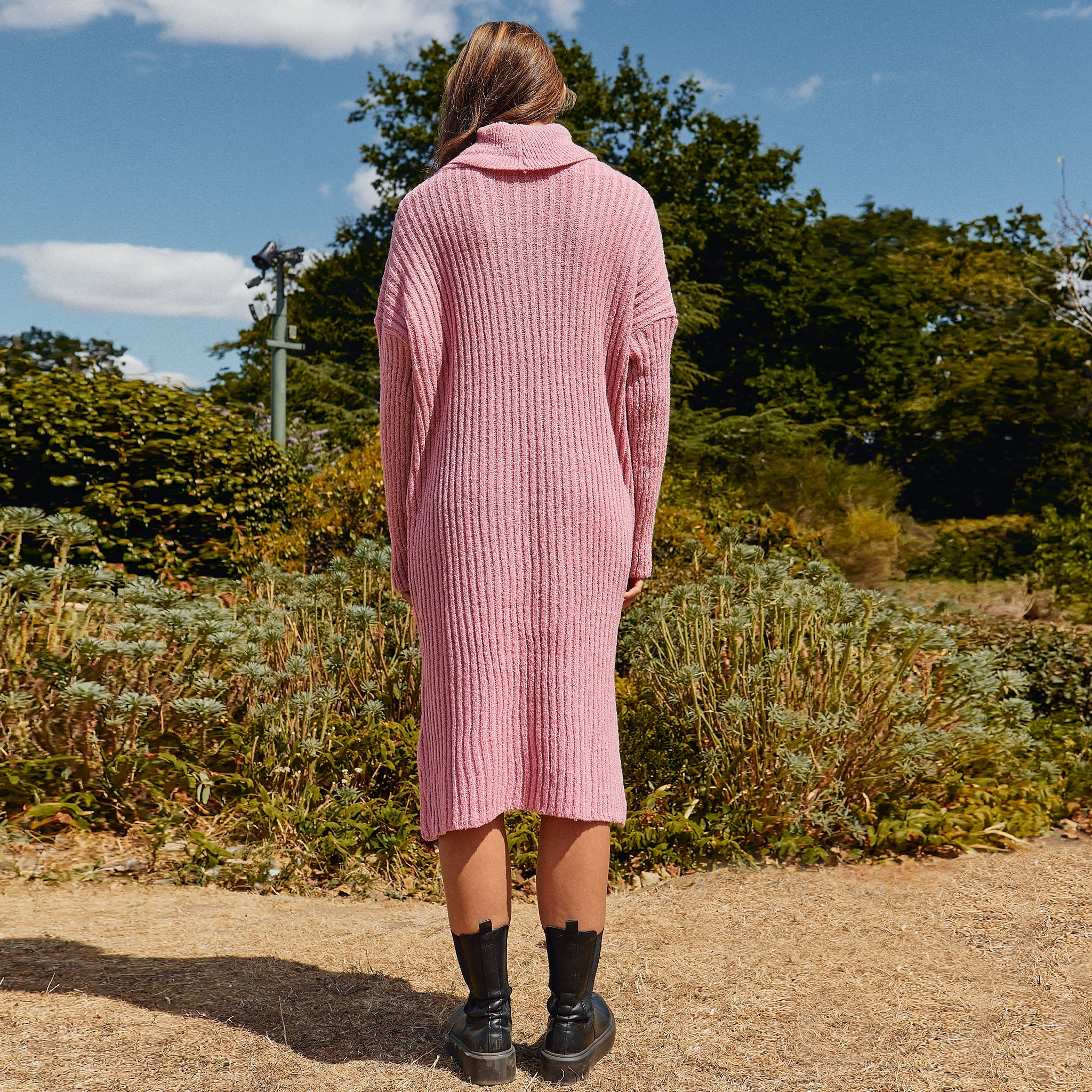 Joey Roll Neck Midi Dress - Dusky Pink - Image 7