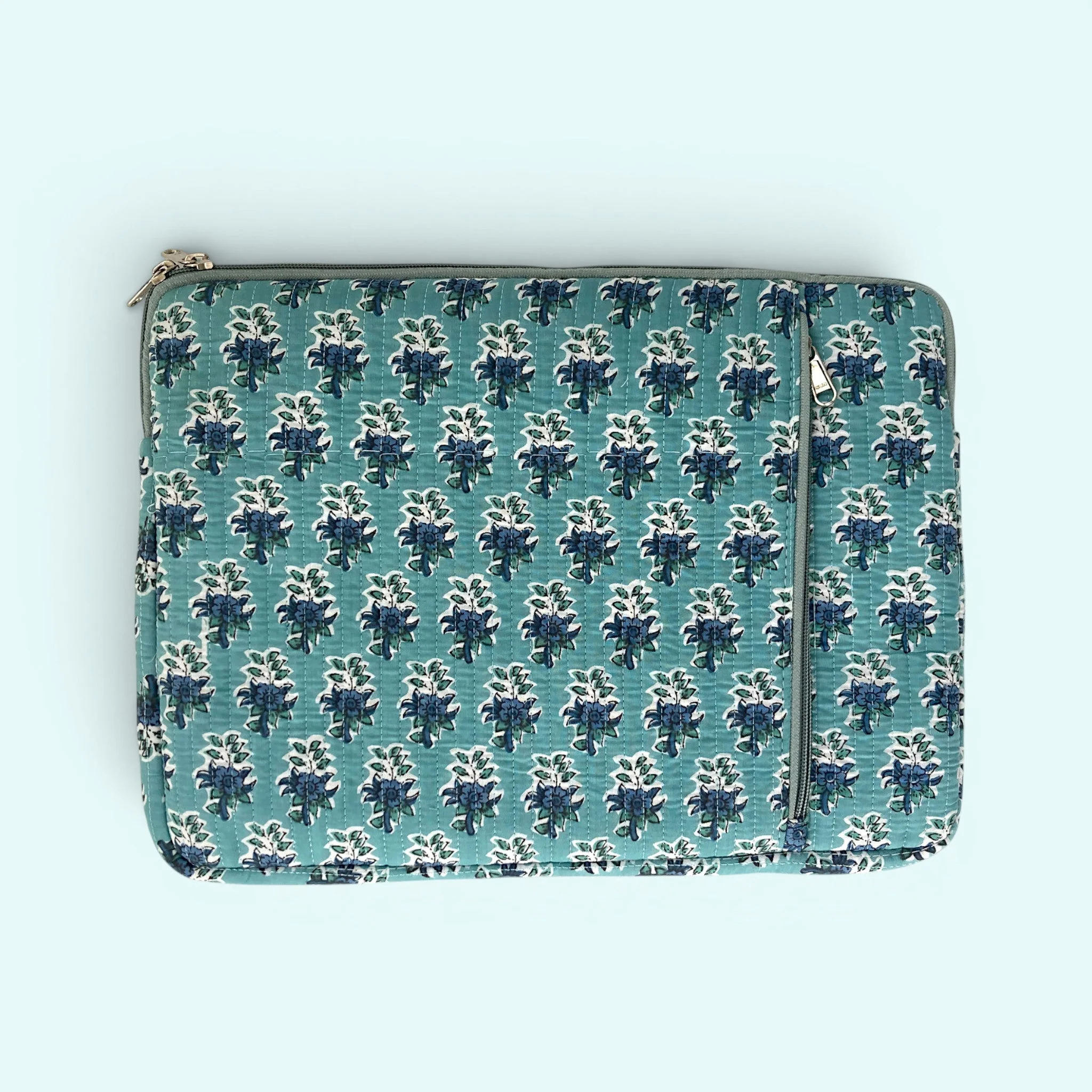 Laptop or iPad Case | Teal Ditsy Floral Block Print - Image 2