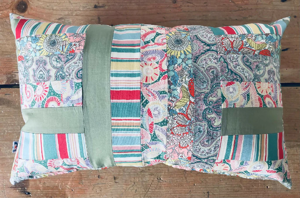Liberty fabric patchwork cushion - Image 2