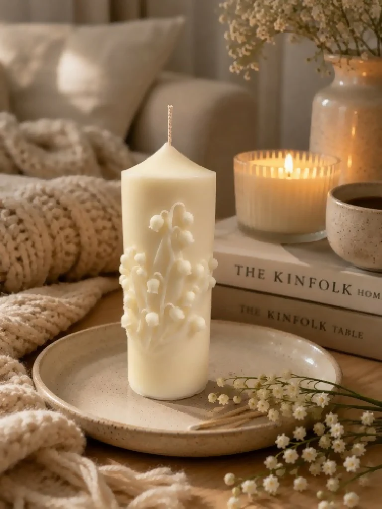 Lily Of The Valley Scented Sculptured Candle - Image 2