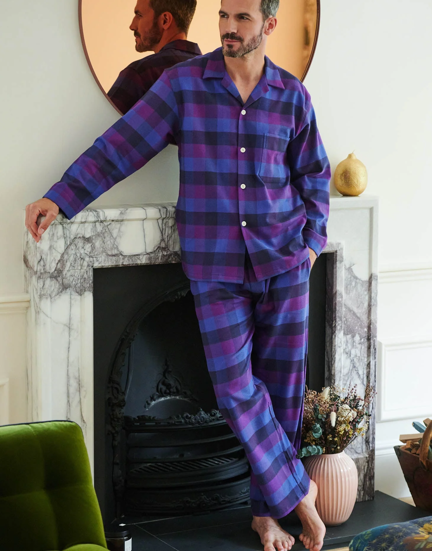 Men's Brushed Cotton Pyjama Set –  Berwick Check - Image 3