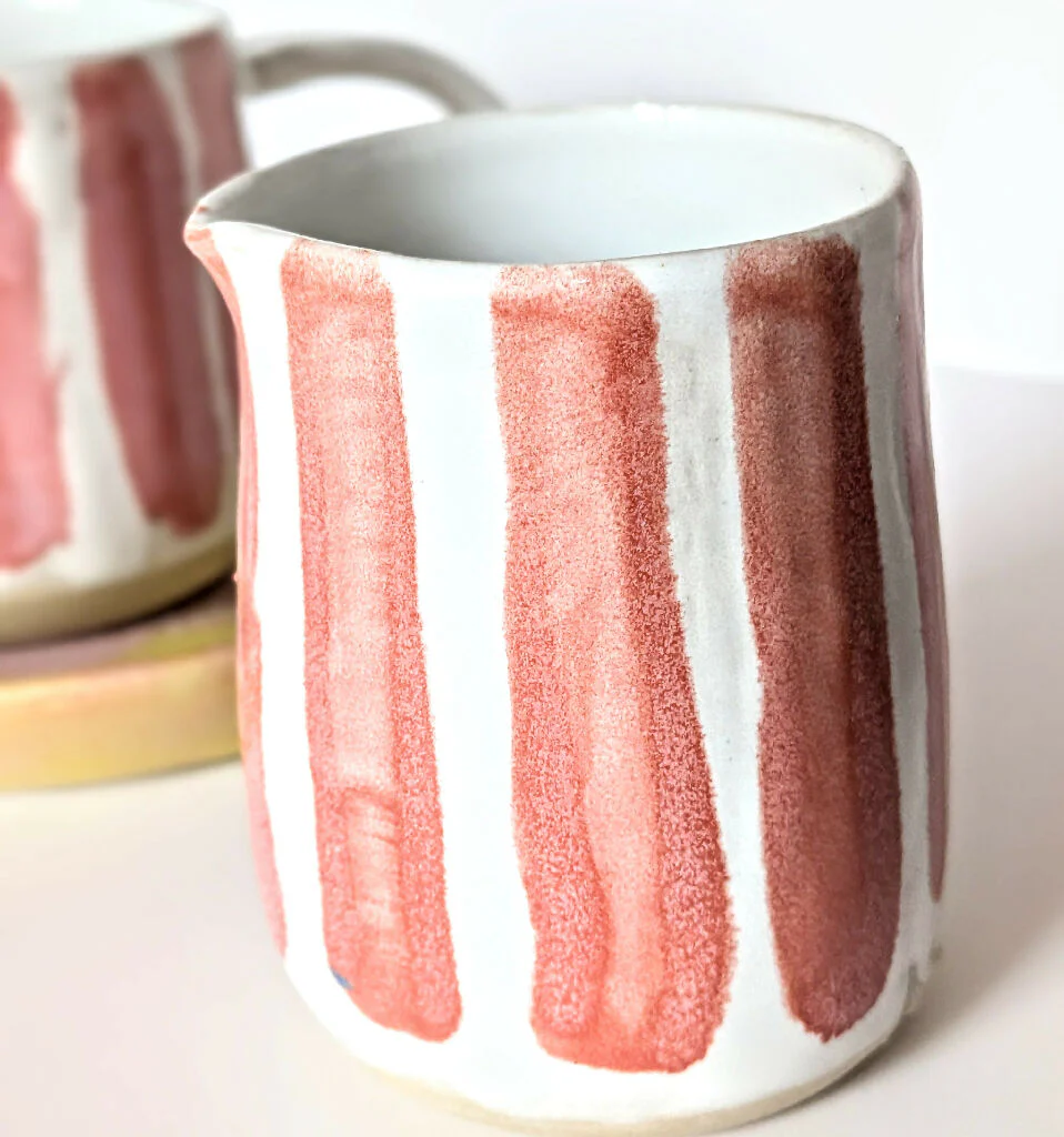 MILK JUG- Moss & Blossom Stripes