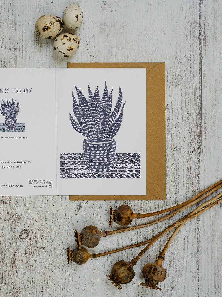 Mother in Laws Tongue A6 Lino Print Greeting Card - Image 3