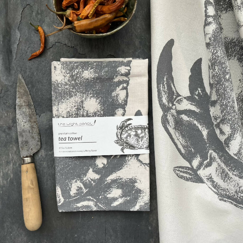 Natural Cotton Crab Tea Towel - Image 2