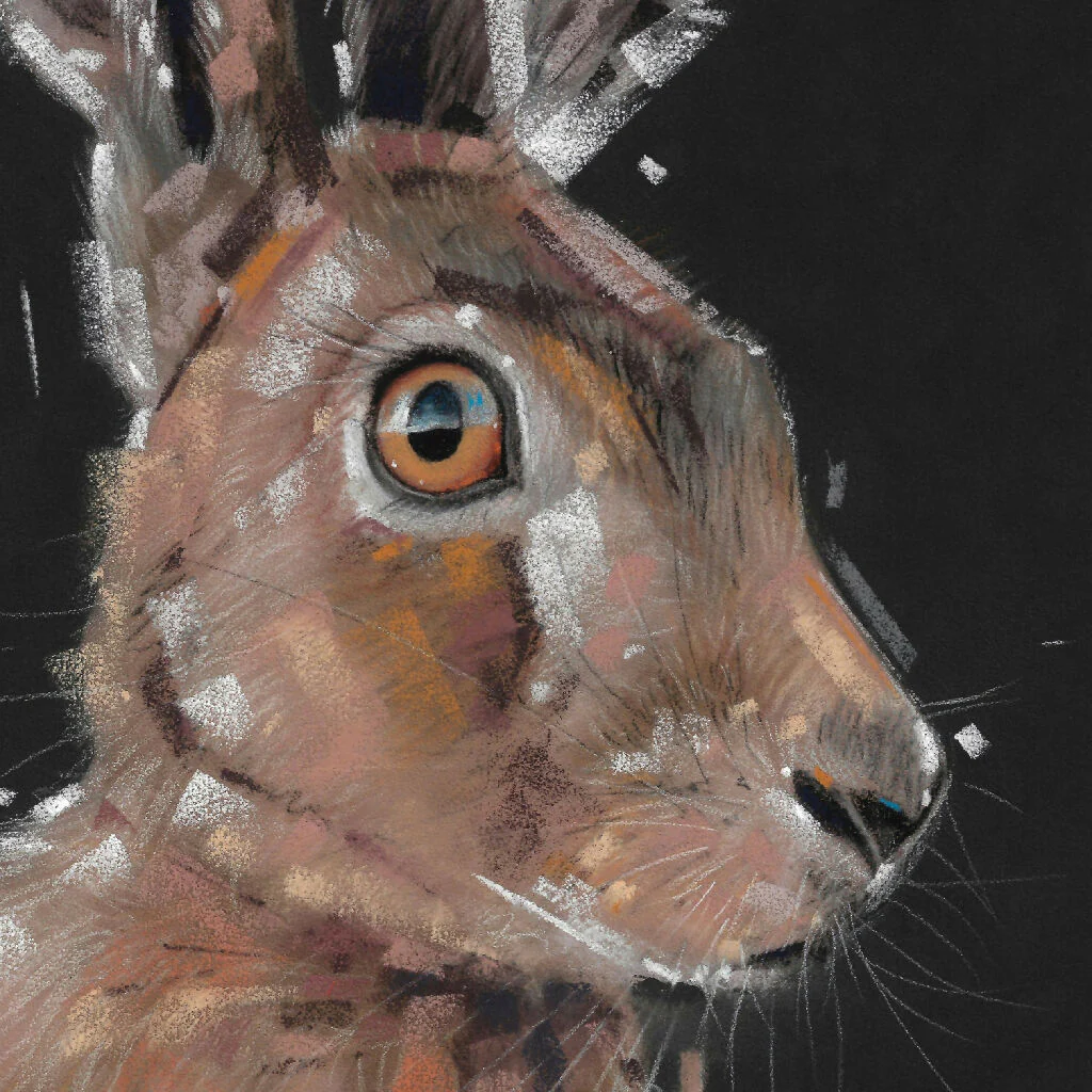 On the Verge Hare Giclee Fine Art Print with Sage Green Background - Image 2