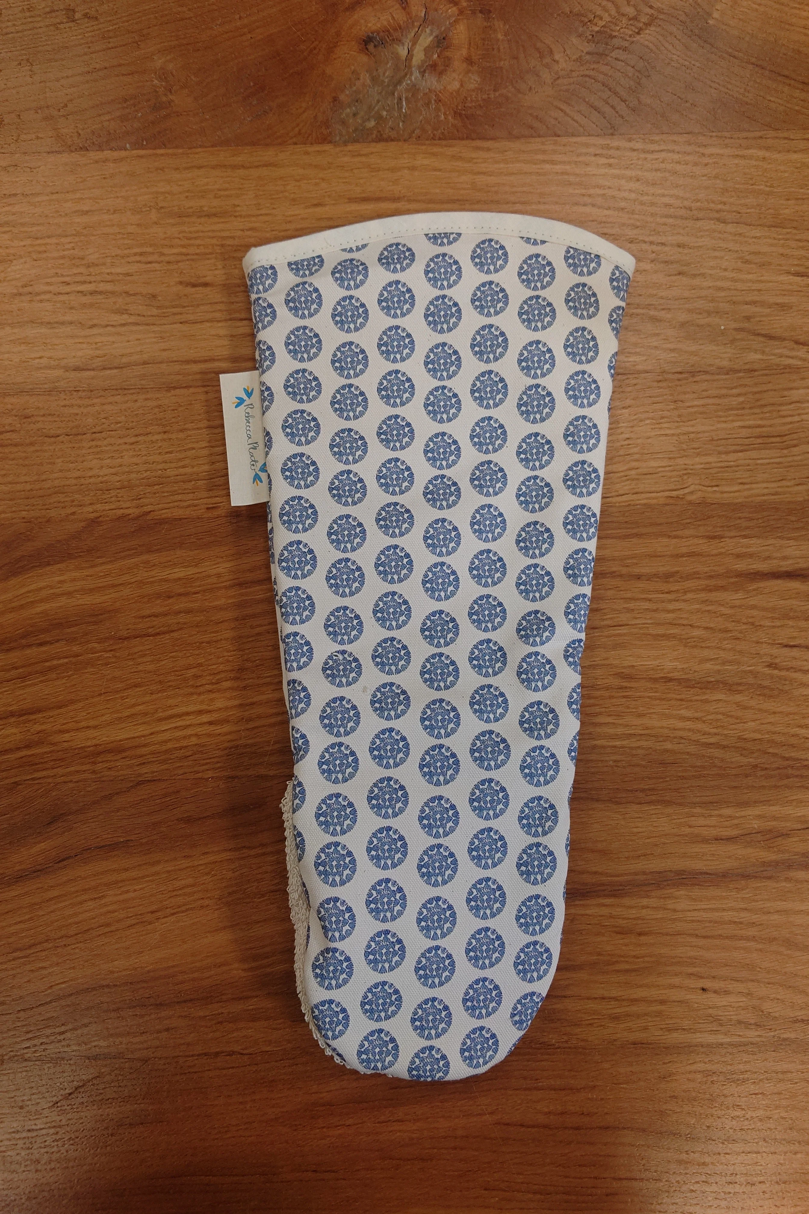Organic Gauntlet Oven Glove - Machair Clock Blue
