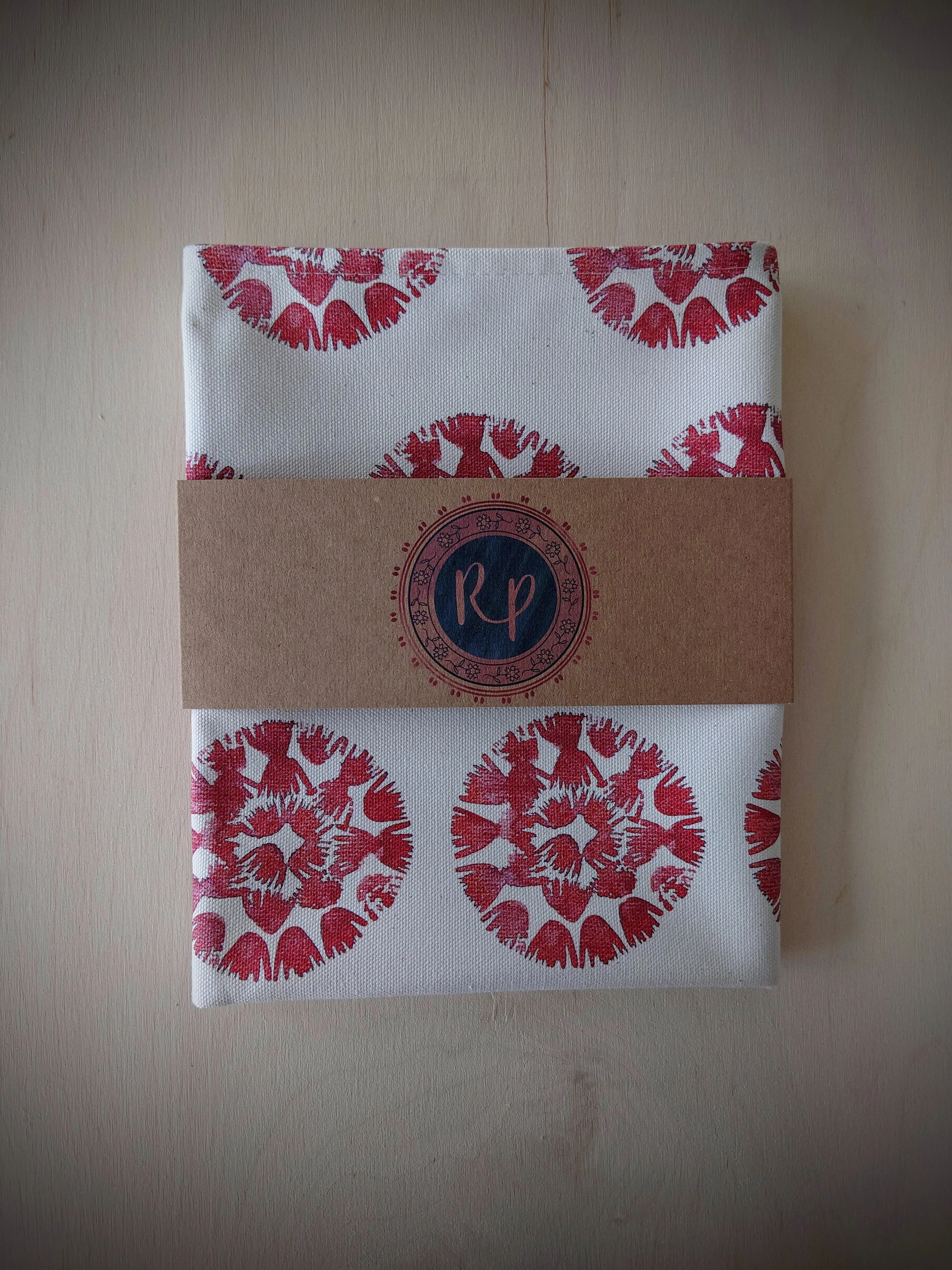 Organic Tea Towel - Machair Clock Red - Image 3
