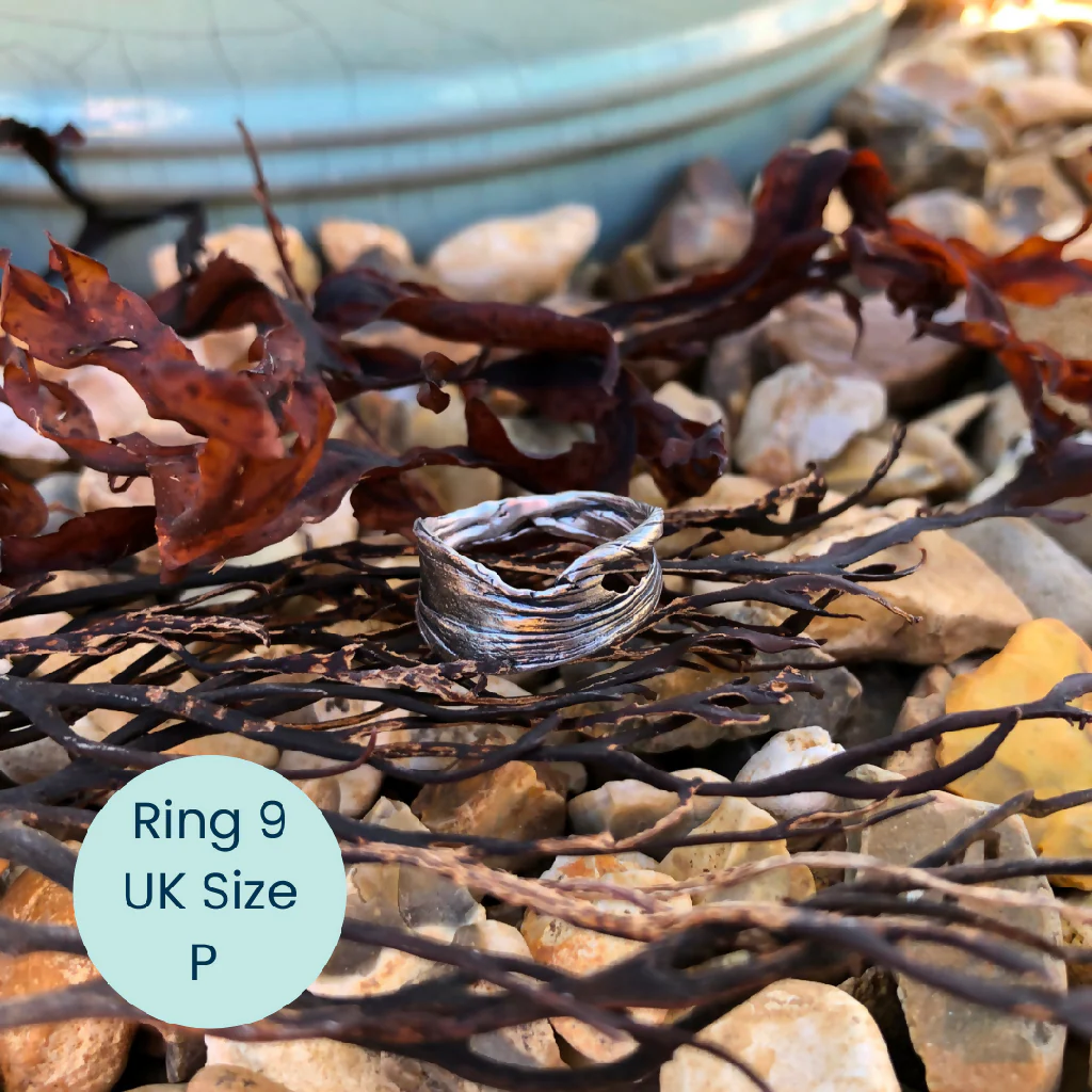 Organic Textured Silver Cast Seaweed Ring - Image 8