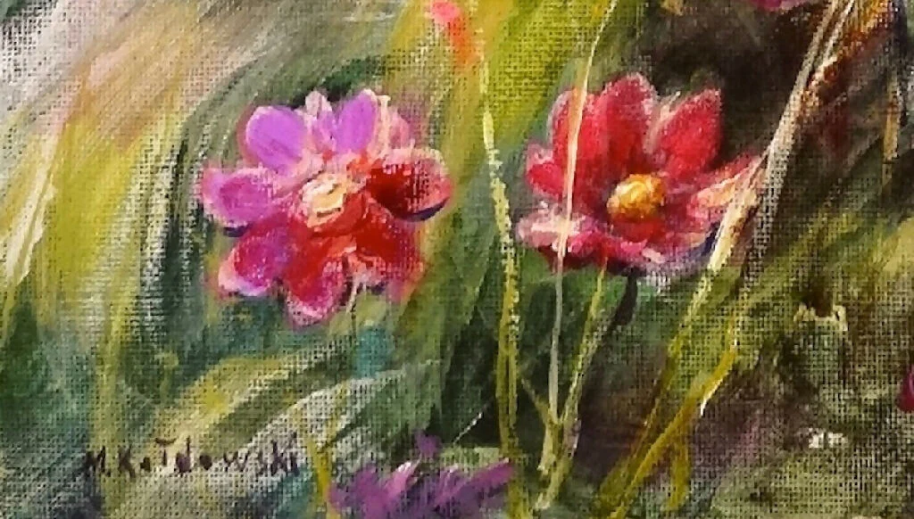 Original painting 'Grass and Cosmos Melody' by Mariusz Kaldowski - Image 4