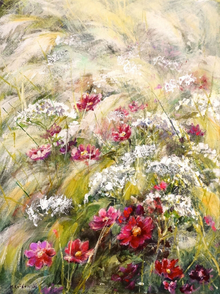 Original painting 'Grass and Cosmos Melody' by Mariusz Kaldowski - Image 5