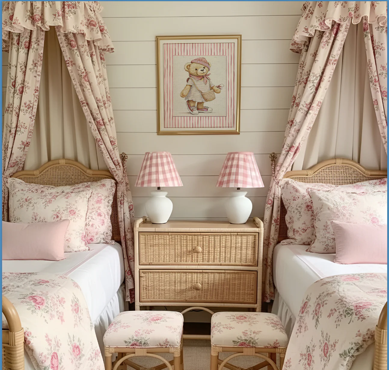 Pink Striped Wall Art Set Of 3 Bear Prints Nursery Room Decor - Image 6