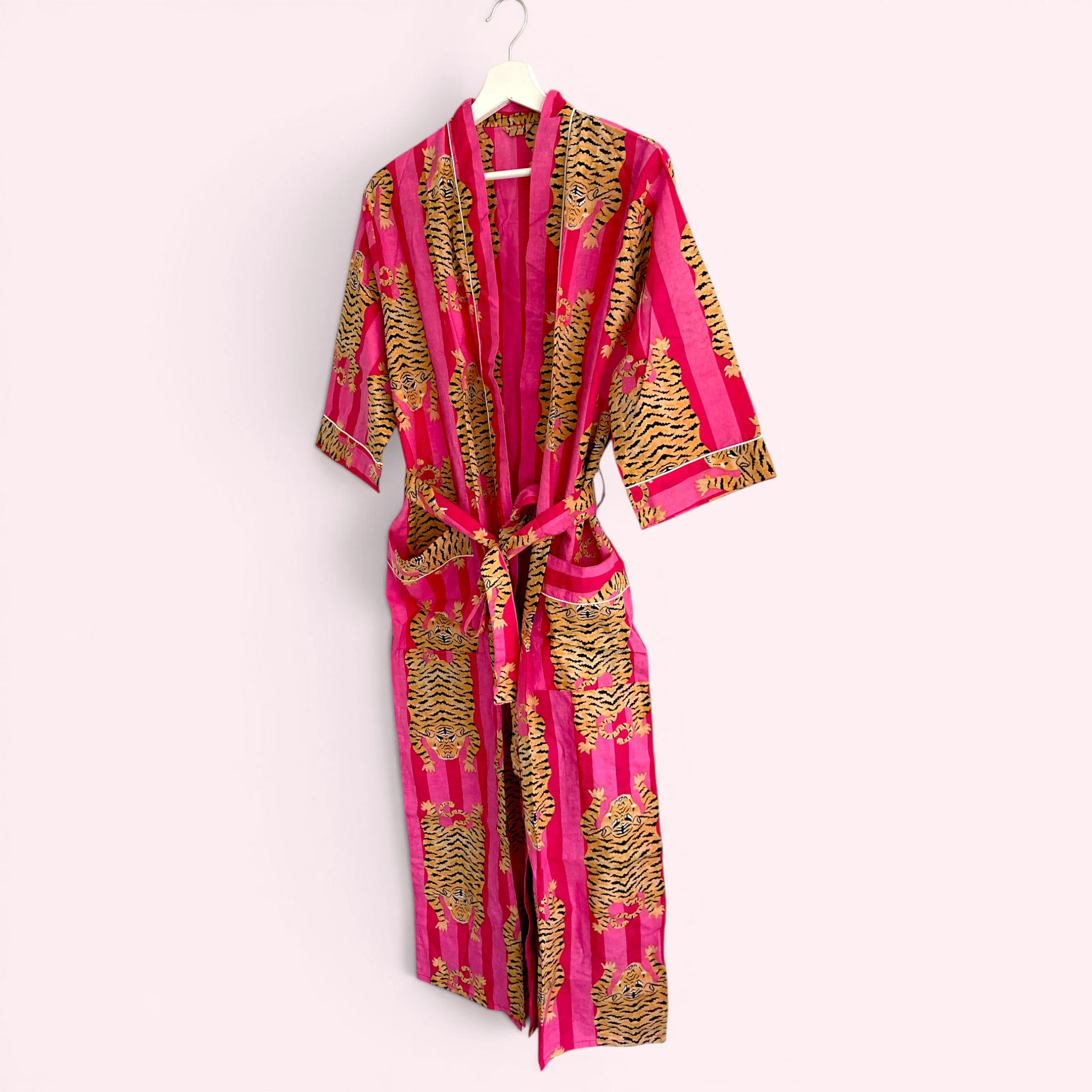 Pink Tiger Print 100% Cotton Dressing Gown - Image 5