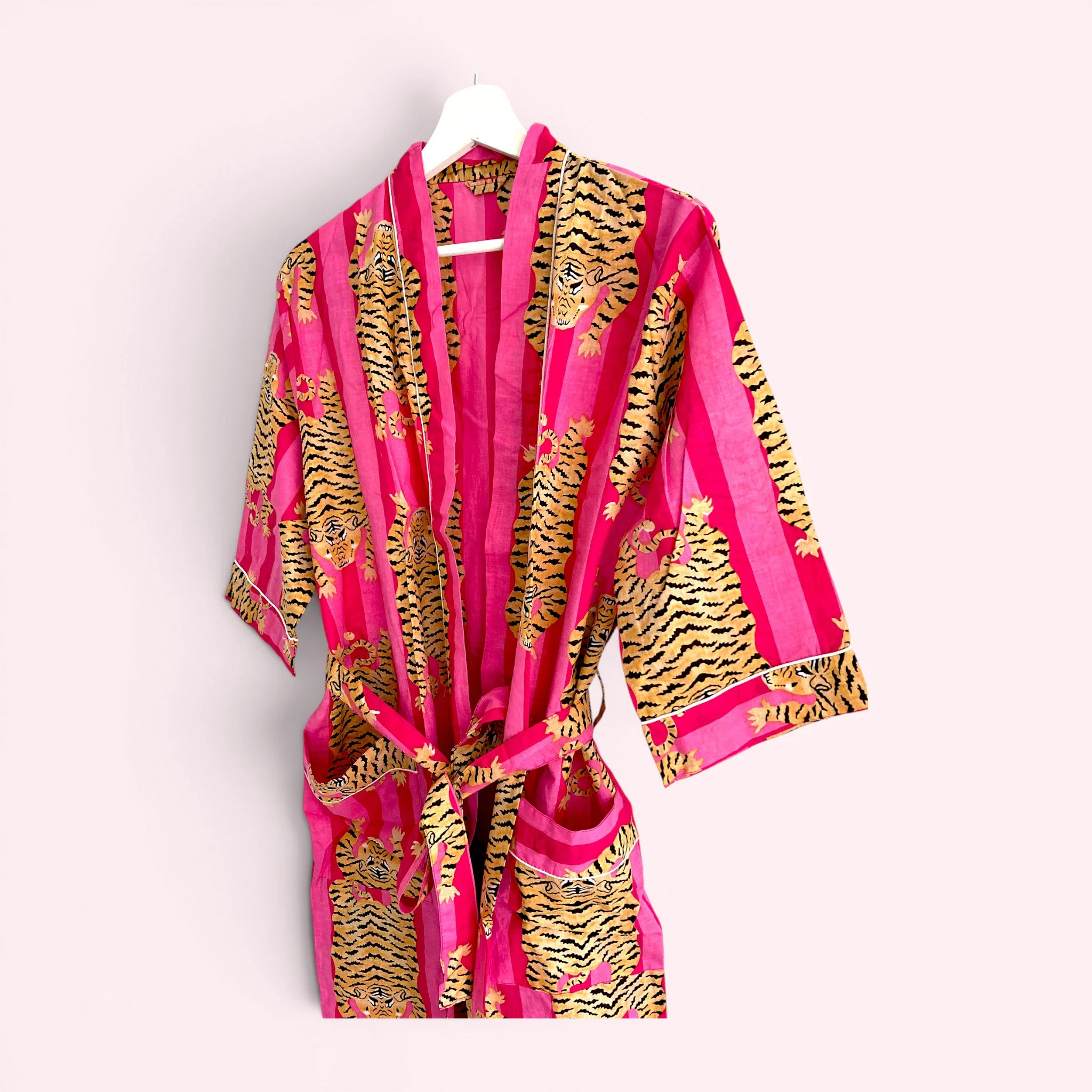 Pink Tiger Print 100% Cotton Dressing Gown - Image 6