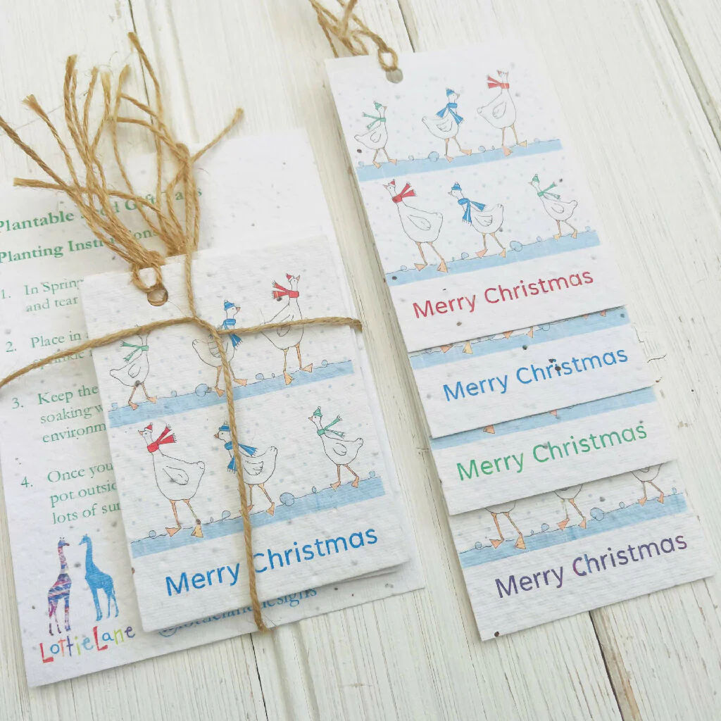 Plantable Seed Card Festive Geese Gift Tags - Image 2