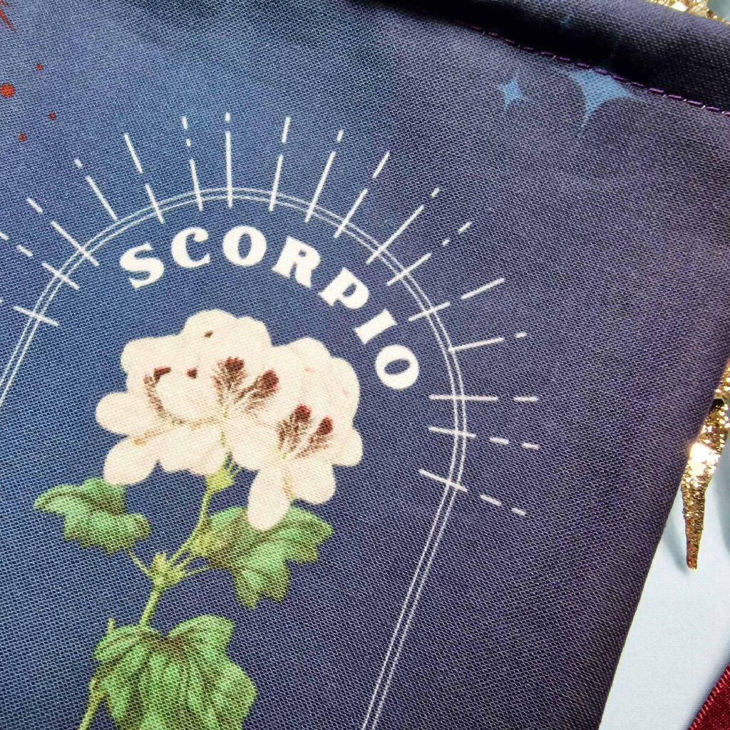 Scorpio Geranium Birth Flower Gift Pouch in Blue and Purple - Image 7