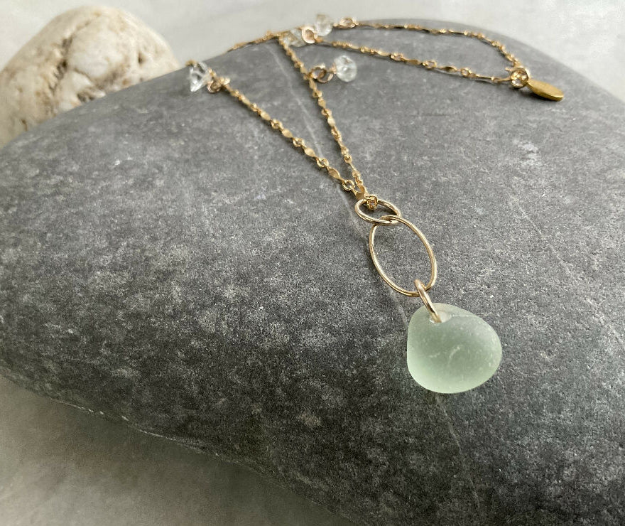 A Sea Glass Droplet Necklace
