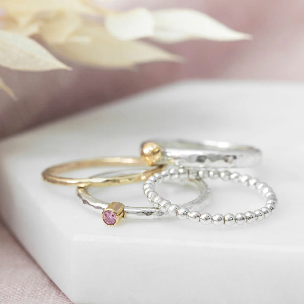 Silver Bubble Stacking Ring - Image 2