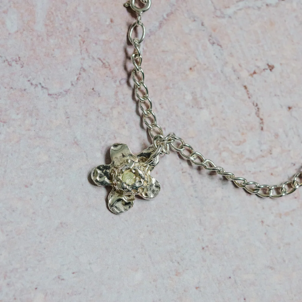 Silver Charm Bracelet with Yellow CZ - Image 3