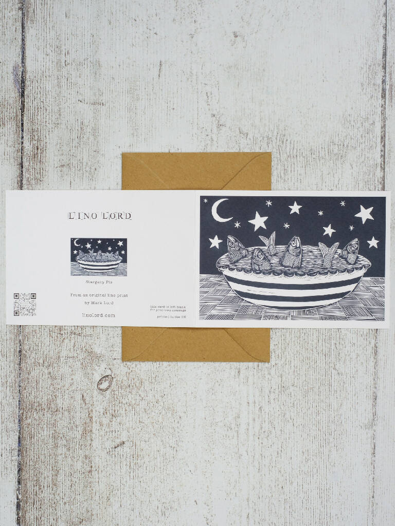 Stargazy Pie A6 Lino Print Greeting Card - Image 2